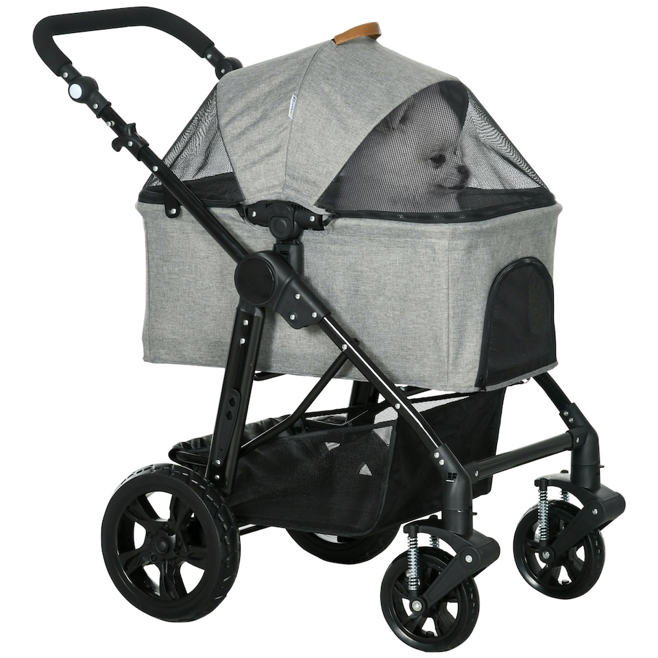 image 1 of PawHut Pet Stroller Foldable Dog Cat Travel Carrying Bag for Small Dogs