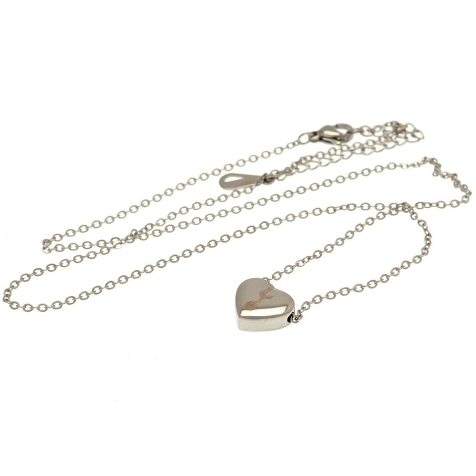 image 1 of Tottenham Hotspur FC Stainless Steel Heart Necklace & Pendant - Grey/Silver - One Size