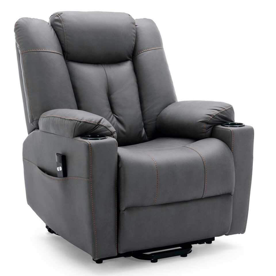 image 1 of Afton Technology Fabric Single Motor Rise Recliner Lift Mobility Chair (Charcoal)
