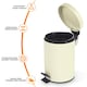 image 4 of Small Stainless Steel 3 Ltr Pedal Bin Kitchen Bathroom Toilet Rubbish, Cream | Cream