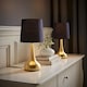 image 2 of ValueLights Teardrop Pair Gold Touch Table Lamps Navy Shade | Blue