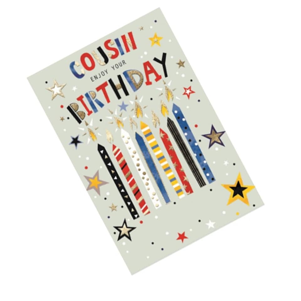 image 1 of Simon Elvin Cousin Enjoy Your Birthday Candle Greetings Card (Pack of 6) - Multicoloured - One Size