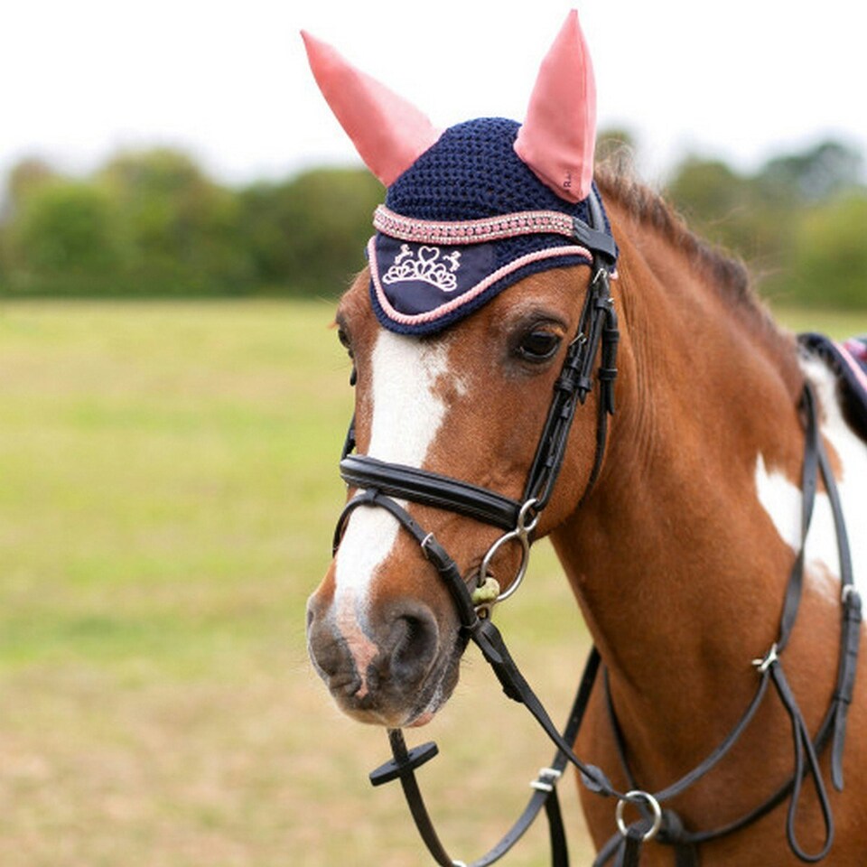 image 1 of Little Rider The Princess And The Pony Horse Fly Veil - Navy/Peach - Pony/Cob