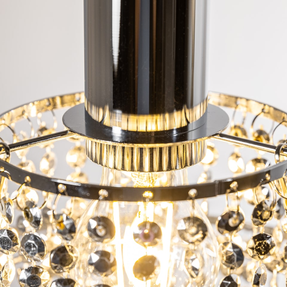 image 1 of CGC LIZA Three-Tier Extra Large Crystal & Chrome Ceiling Shade | Silver | Silver | Extra large