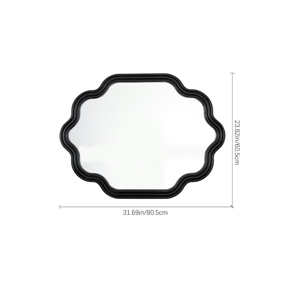 image 1 of Living and Home Contemporary Style Metal Decorative Wall Mounted Mirror - 80.5*60.5cm Black