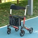 image 2 of HOMCOM Folding Rollator Walker with Seat and Backrest, Lightweight Walking Frame with Detachable Storage Bag, Dual Brakes, Adjustable Handle Height, 4 Wheeled Walker for Seniors, Handicapped, Red