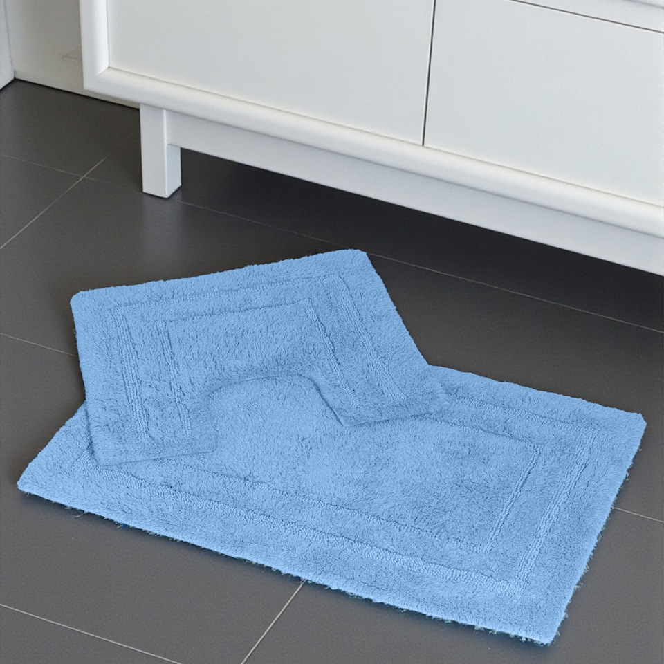 image 1 of Showerdrape Pinnacle Cobalt 2 Piece 100% Cotton Bath Mat Set | Multi | 1