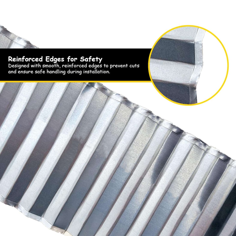 image 1 of Corrugated Galvanised Steel Metal Garden Border Roll | Silver | Silver | 6m