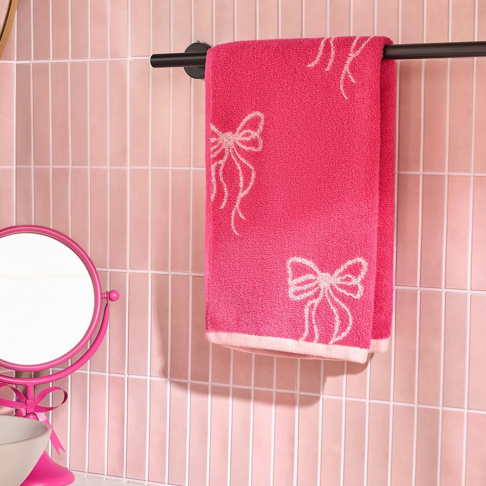 image 1 of OHS Bows 100% Premium Cotton Hand Towel Hotel Quality Soft Absorbent | Pink | Hand towel
