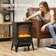 image 7 of HOMCOM Electric Fireplace Stove Heater with 3D Flame Effect, 2000W/1000W, Freestanding Portable Fireplace with Adjustable Thermostat, 2 Heat Settings for Living Room, Black