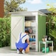 image 2 of Outsunny Steel Garden Shed, Small Lean-to Shed for Bike, 5x3 ft, Green