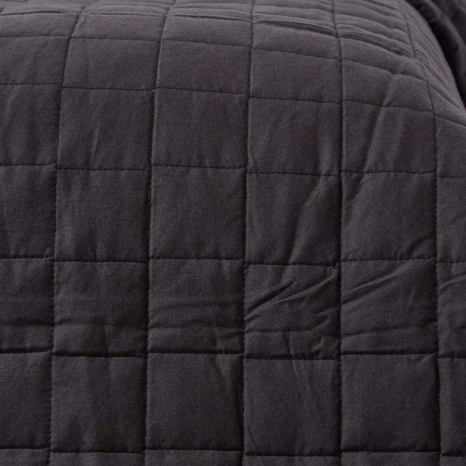 image 1 of Homescapes Cotton Quilted Reversible Bedspread Black and Grey - 230 x 250 cm Black