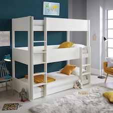 Snowdon White Three Tier Bunk Bed With Ethan Spring Mattresses