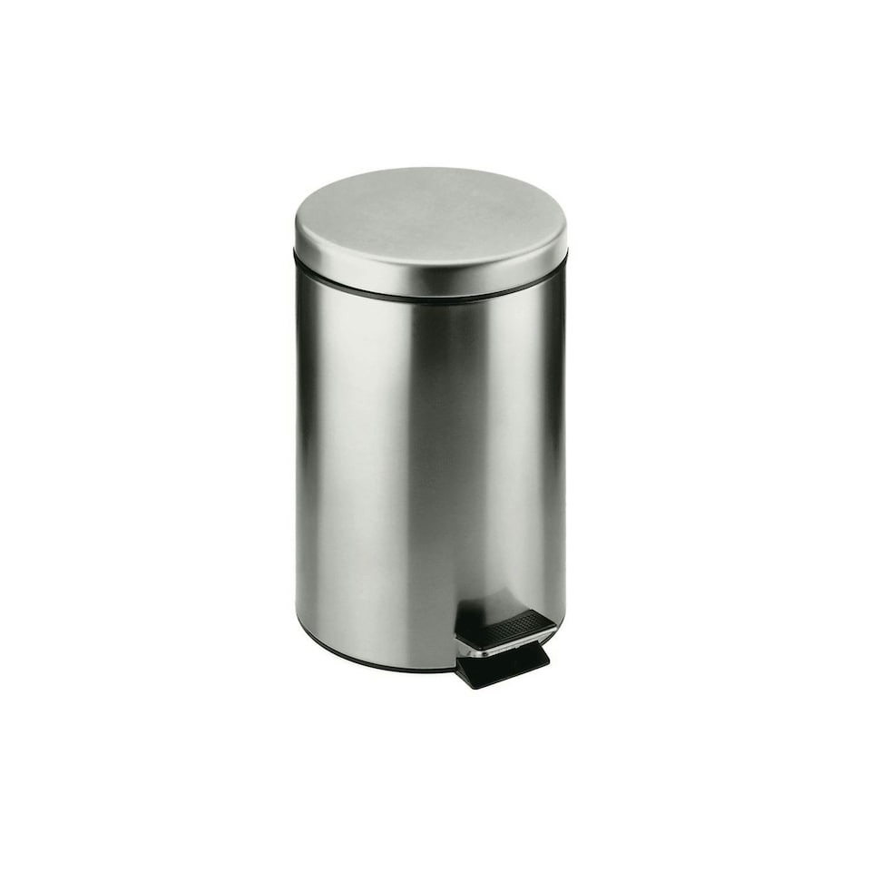 image 1 of Cosmic Bathroom Litter Circular Waste Bin with Glossy Stainless Steel Grey 5L