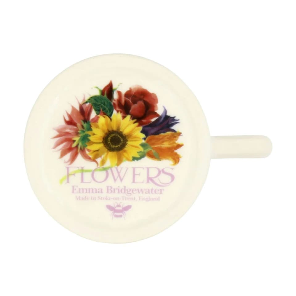 image 1 of Mug: 1 x 300ml Emma Bridgewater Red and Pink Dahlia Half Pint Mug, Ceramic White
