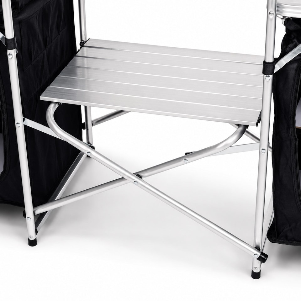 image 1 of Large Portable Folding Outdoor Aluminium Camping Travel Kitchen Work Top | Black