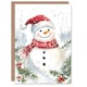 image 1 of Santa Hat Scarf Snowman Holly Blank For Him Or Her Art Xmas Festive Christmas Card