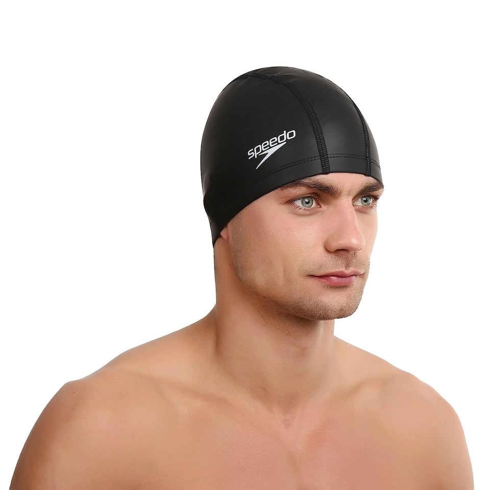 image 1 of Speedo Unisex Long Hair Cap | Swim Cap | Snag Free | Easy-On, Black, One Size