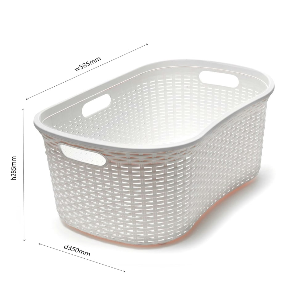 image 1 of Addis Rattan Effect 40L Hipster Laundry Basket - Cream Cream