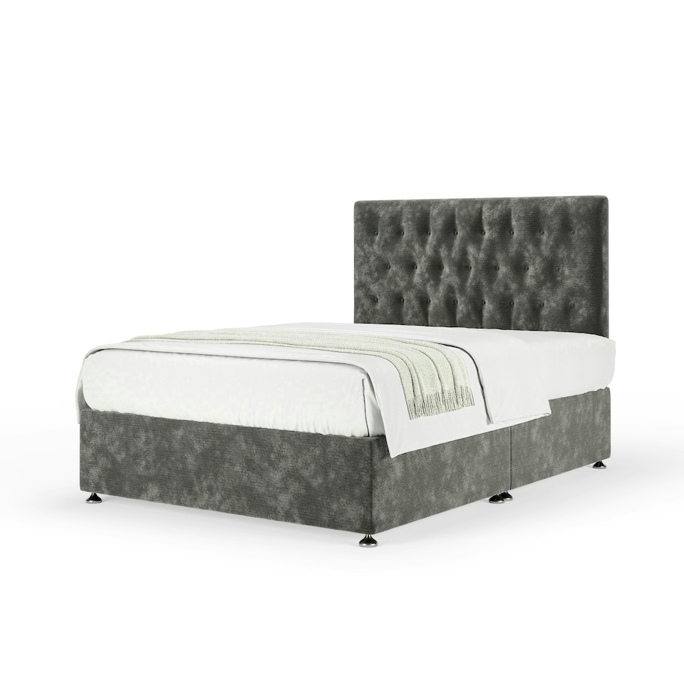 image 1 of Majestic 1000 Pocket Sprung Charcoal Chenille Divan Set And Lona Headboard King Size