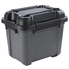 3 x 12 Litre Black Plastic Storage Bunker Trough Boxes/Tubs Ideal For DIY Use Complete With Lid Black