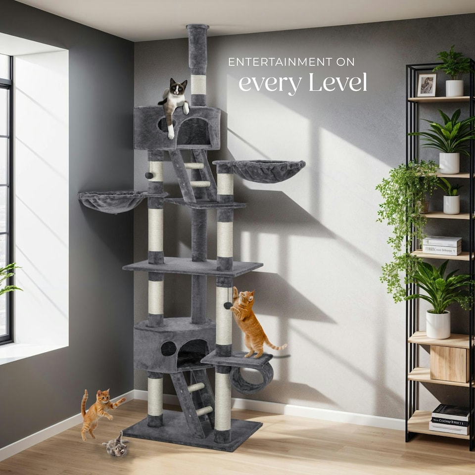 image 1 of Cat Tree Hansi - 243 to 260 cm, sisal cat scratching posts - Grey