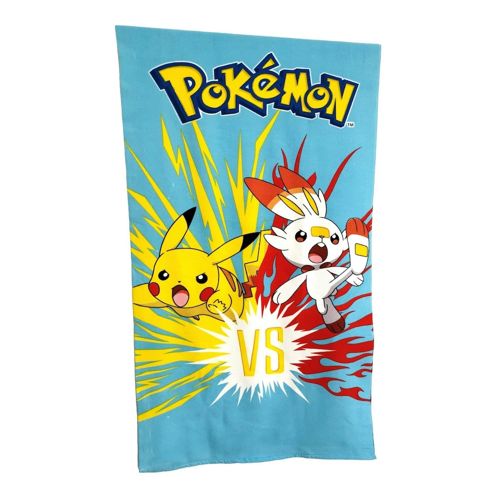 image 1 of Pokemon Pikachu Vs Scorbunny Towel - Blue/Yellow/Red - One Size Blue | One size