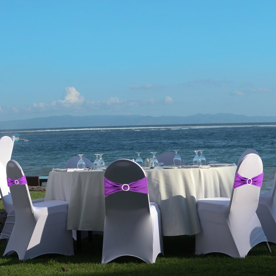 image 1 of 36cm x 13cm Synthetic Fabric Shiny Chair Band with Buckle - 10pcs
