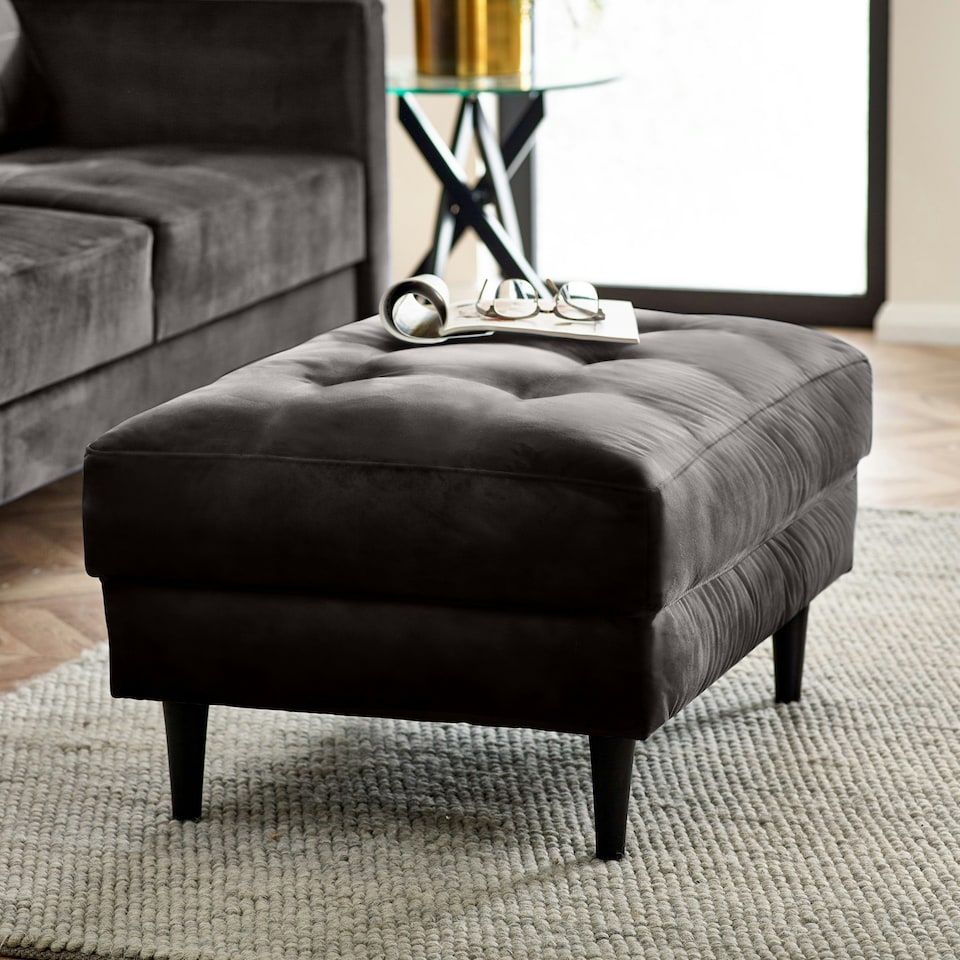 image 1 of Furniturebox Jolene Dark Grey Velvet Footstool
