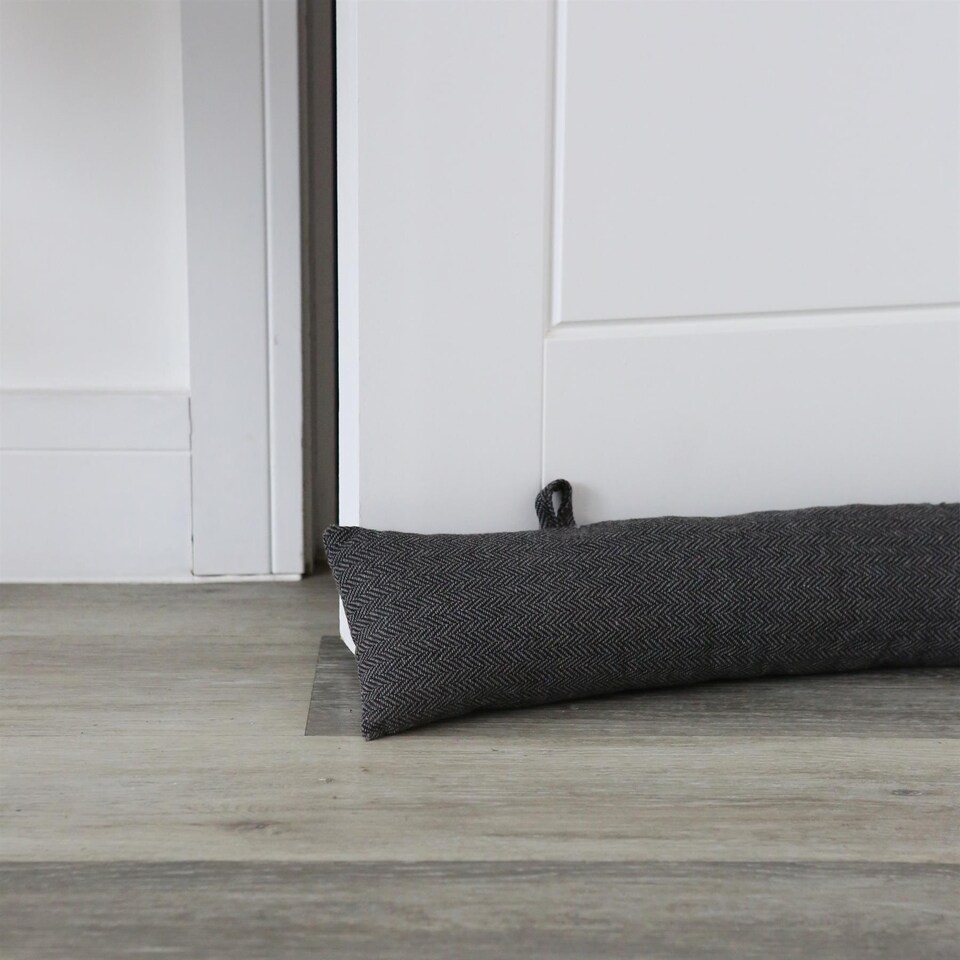 image 1 of Nicola Spring Herringbone Draught Excluders - 78.5cm - Grey - Pack of 2