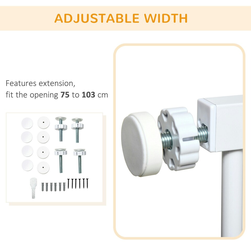 image 1 of PawHut Fit Safety Gate for Doors, Dog Gate Auto Close, White