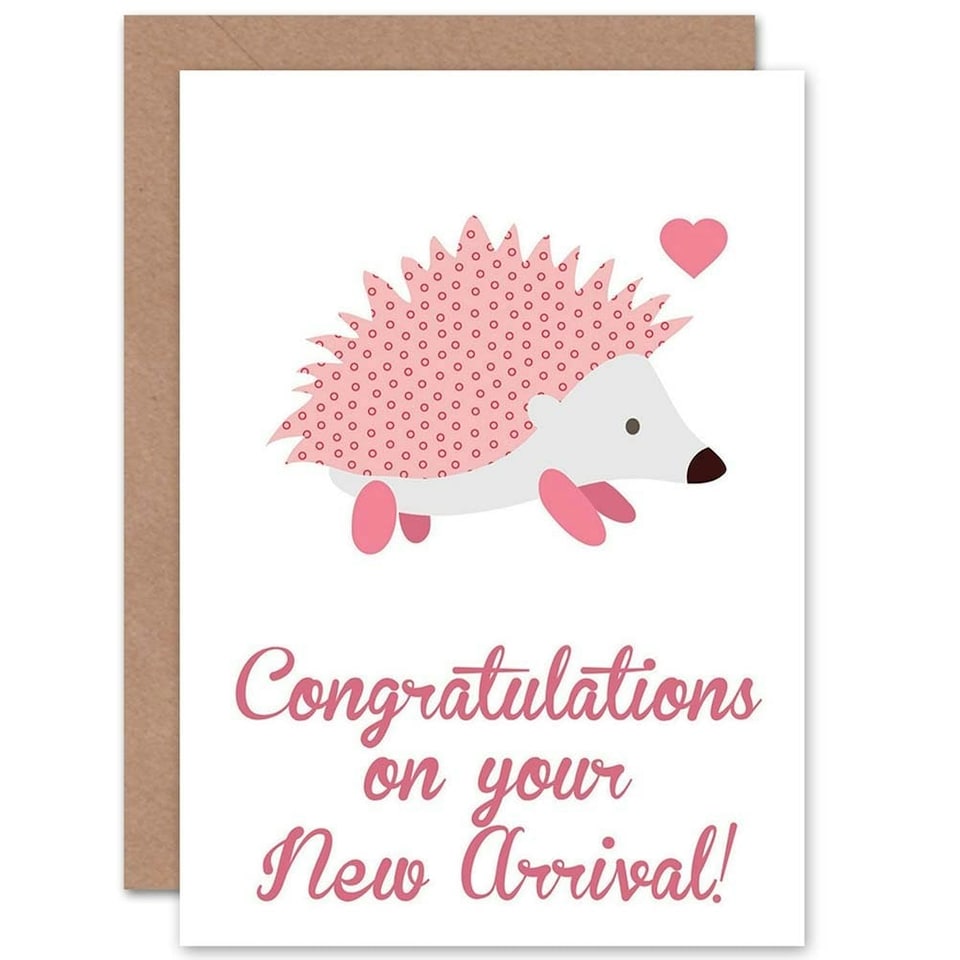 image 1 of New Arrival Patchwork Hedgehog New Baby Card