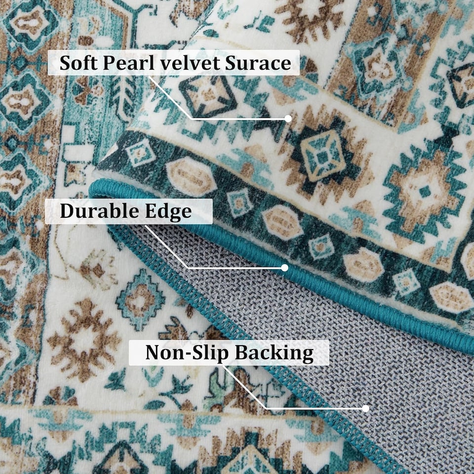 image 1 of London Boutique Washable Greenish Area Rug Living Room Rug Non-Slip 240 x 340cm