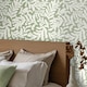 image 2 of Coral Leaf Wallpaper in Cream on Pistachio | Green | Light | 50cm x 10m
