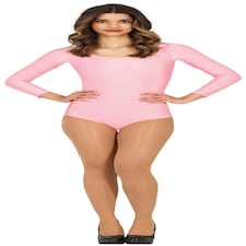 Fancy Dress Adult Long Sleeve Pink Leotard - L