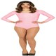 image 1 of Fancy Dress Adult Long Sleeve Pink Leotard - L