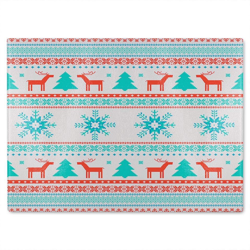image 1 of Christmas Traditional Knitted Dining Glass Chopping Board | Multi