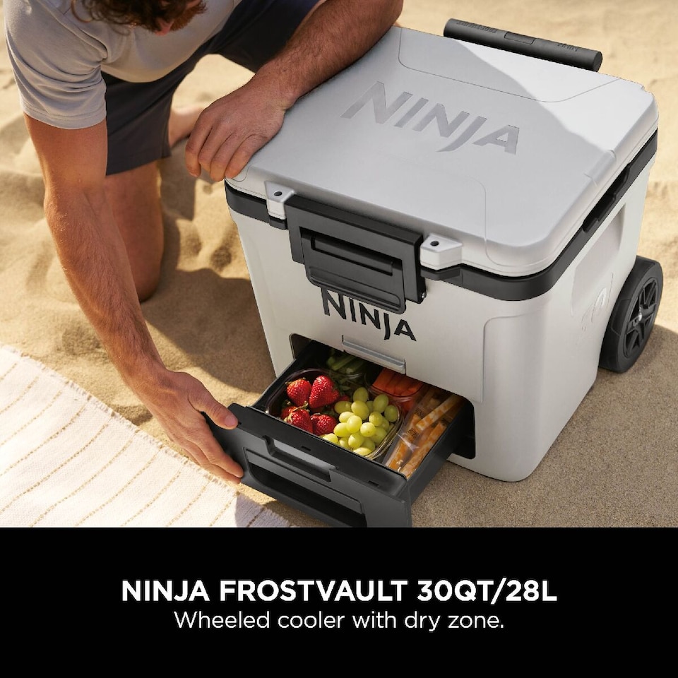 image 1 of Ninja FrostVault 30QT/28L Wheeled Cooler with Dry Zone, Cloud White FB230UKWH