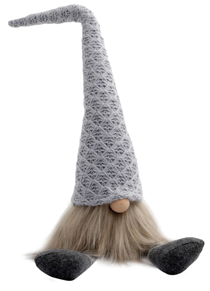 image 1 of St Helens FABRIC SANTA-GONK DECORATION - Grey Hat