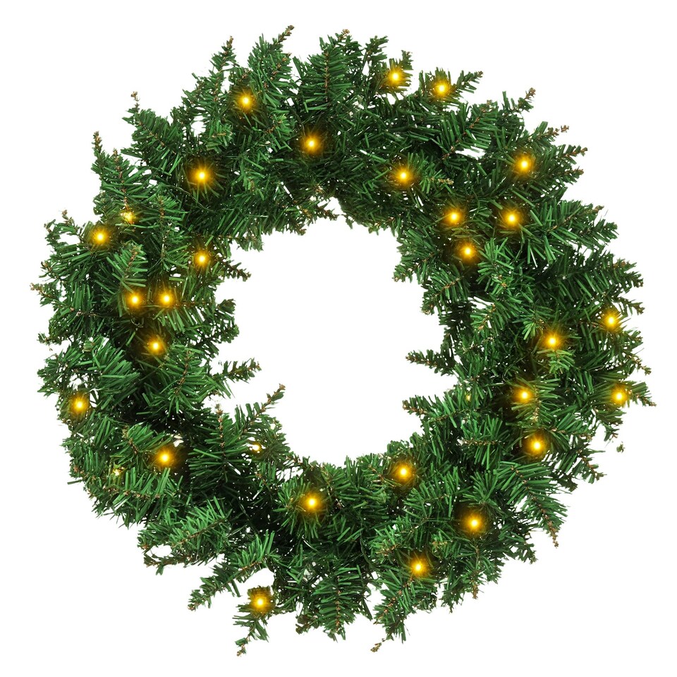 image 1 of HOMCOM Christmas Wreath 50 Warm White LED Lights Ideal Artificial Decor