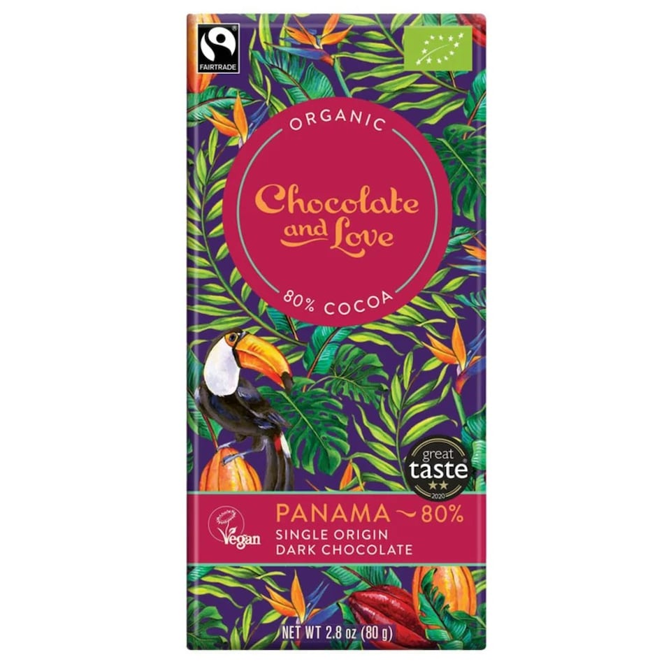 Panama Dark Chocolate, Organic 80g (Chocolate and Love)