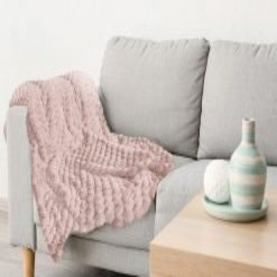 image 1 of Leah Collection Deluxe Throw in Blush Pink (55" x 71") Pink | Pink