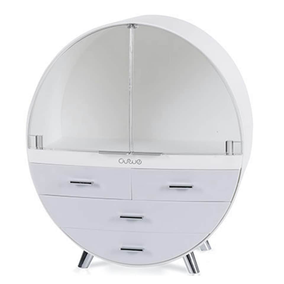 image 1 of Living and Home Dustproof Round Cosmetic Storage Box - Grey