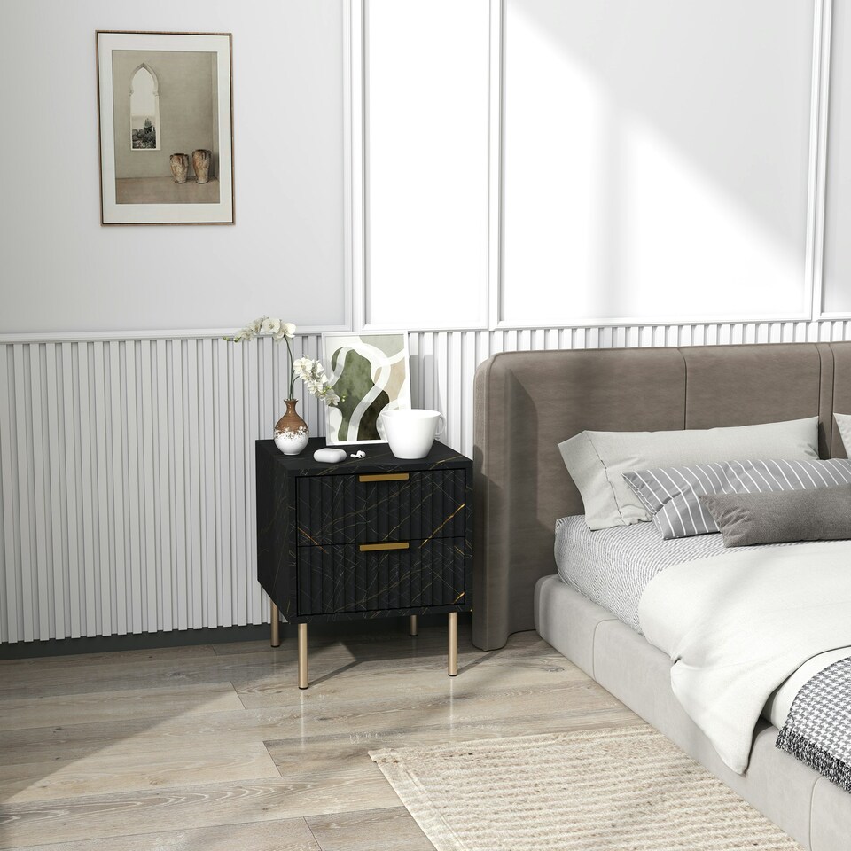 image 1 of HOMCOM Bedside Table Bedside Cabinet with 2 Drawers for Bedroom White