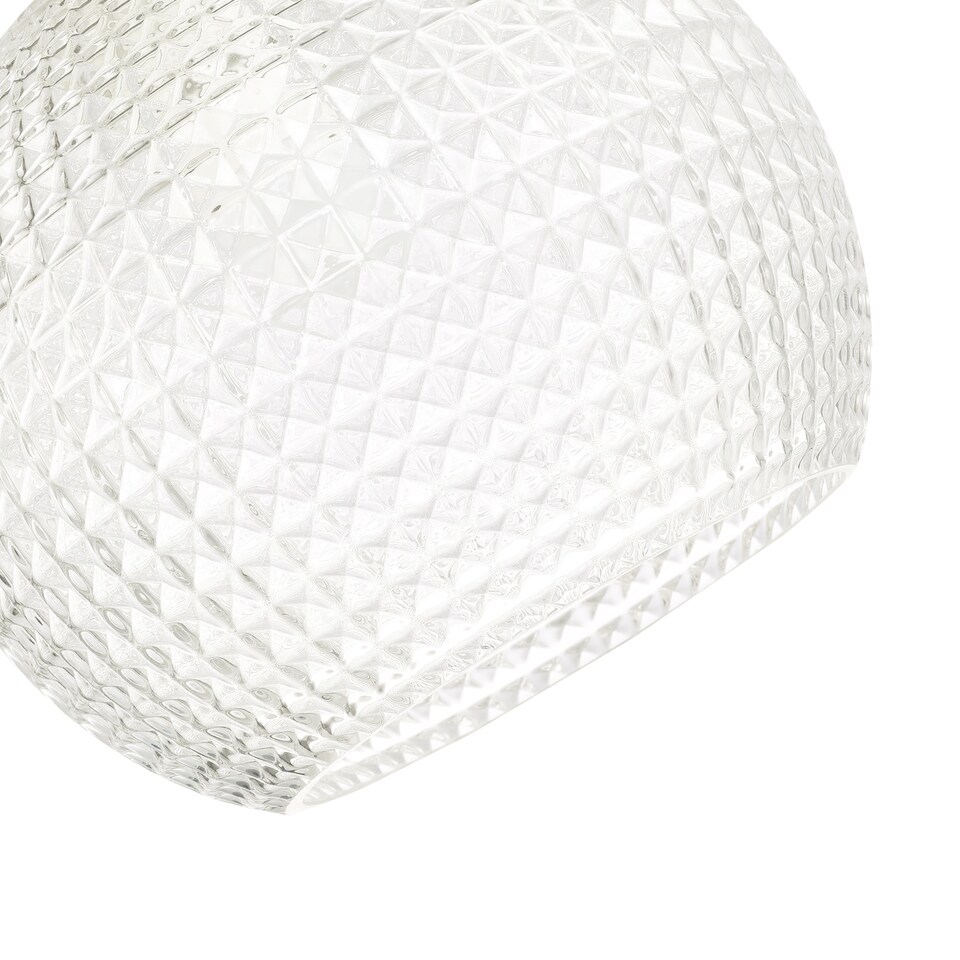 image 1 of Modern Spherical Clear Glass Pendant Light Shade with Square Diamond Ridges | Clear