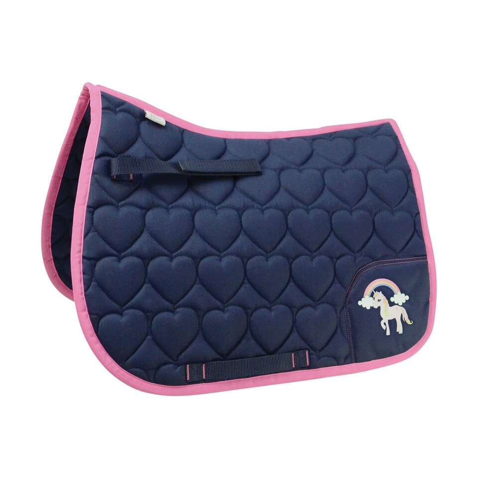 Little Rider Childrens/Kids Little Unicorn Saddle Pad - Navy/Pink - Small Pony