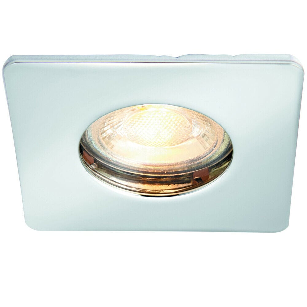 Loops IP65 Bathroom Slim Square Ceiling Downlight Brushed Chrome Recessed GU10 Lamp