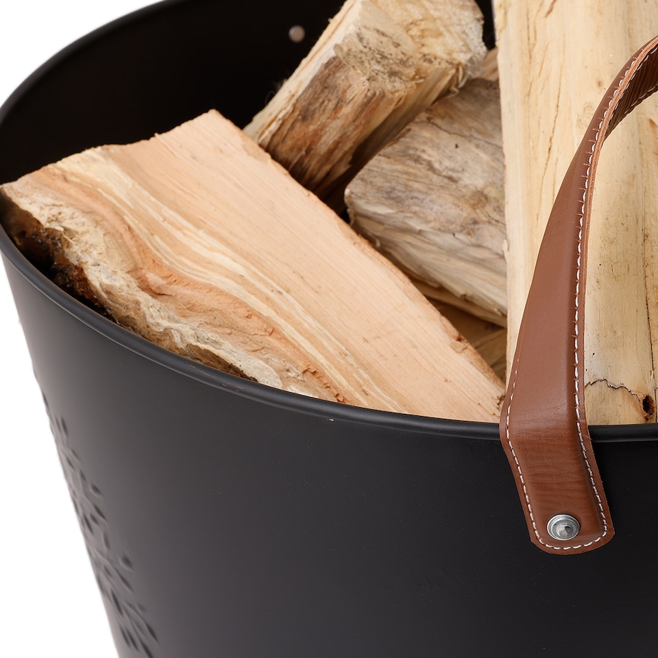 image 1 of Mulberry Large Leather Handle Log Bucket Iron Leather Black Matte Timeless Style