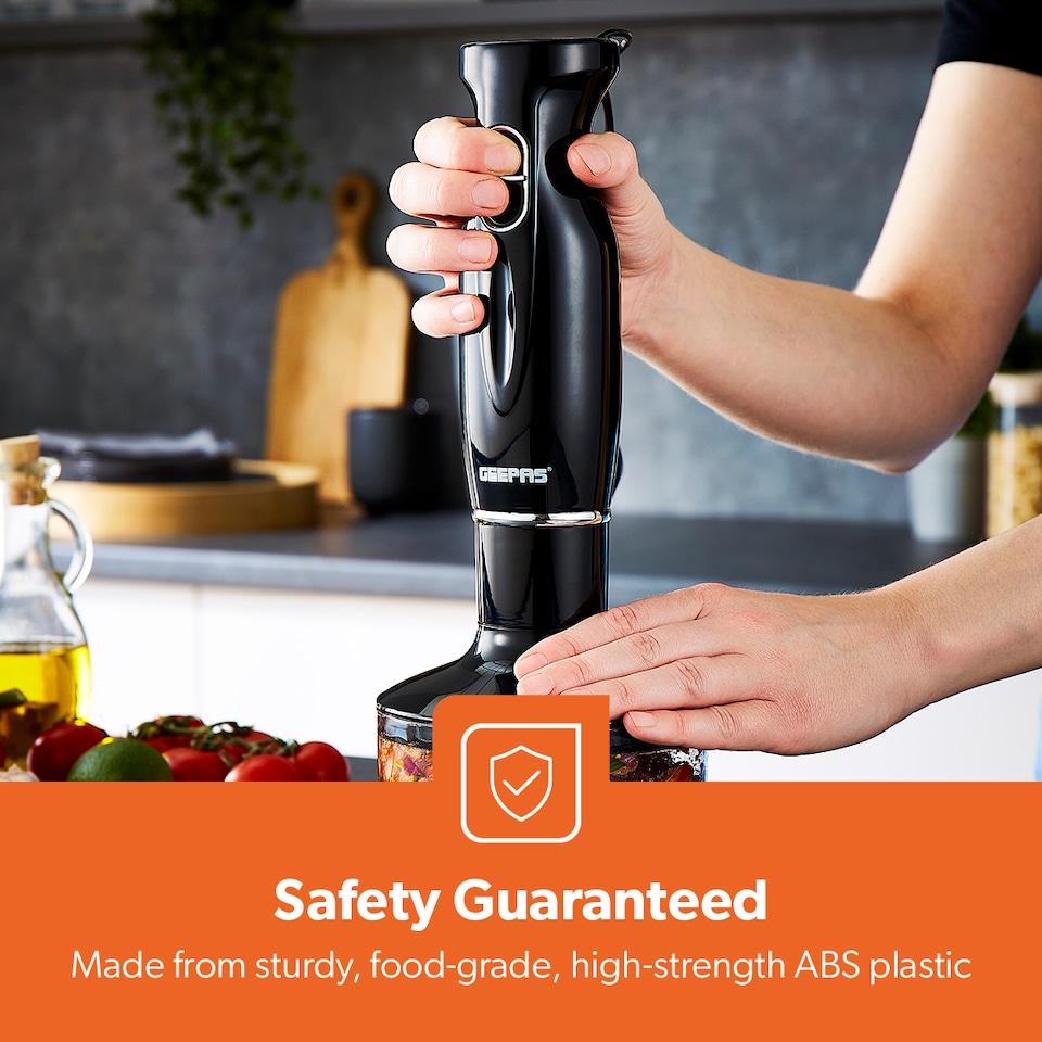 image 1 of GEEPAS 4-in-1 Hand Blender with Electric Whisk - Black