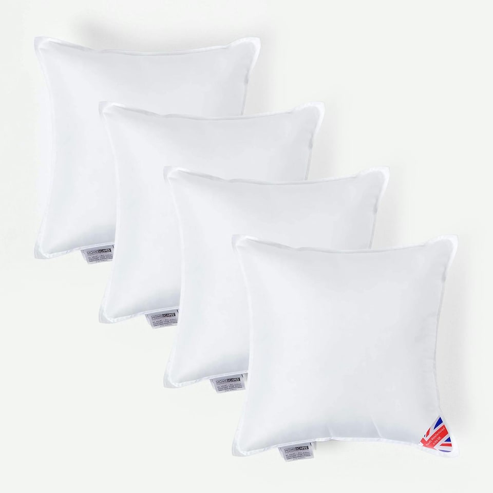 image 1 of Homescapes Luxury Super Microfibre Cushion Pad Insert Inner 45 x 45 cm (18 x 18 inches) - Pack of 4 | White | 45 x 45 cm (18 x 18")